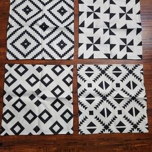 Set of 4 Black and White Geometric Pillow Covers